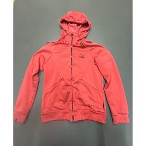 Maloja Fleece Hoodie Women's Medium Red Full Zip Outdoor Stretch Sweatshirt